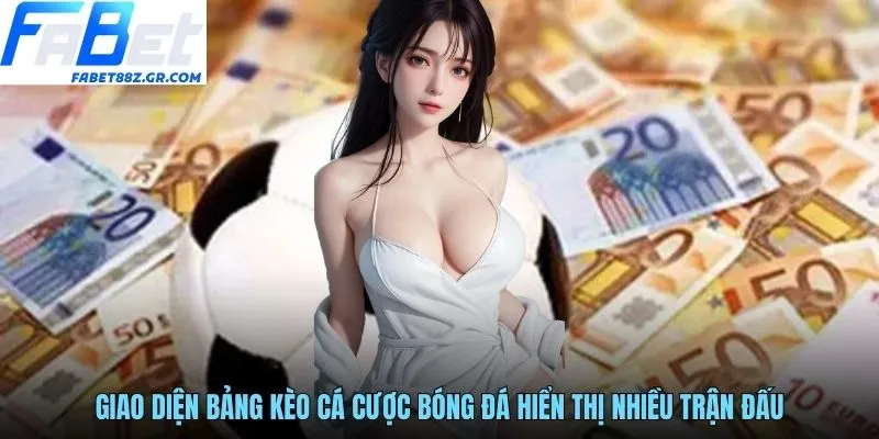 Giao diện bảng kèo cá cược bóng đá hiển thị nhiều trận đấu