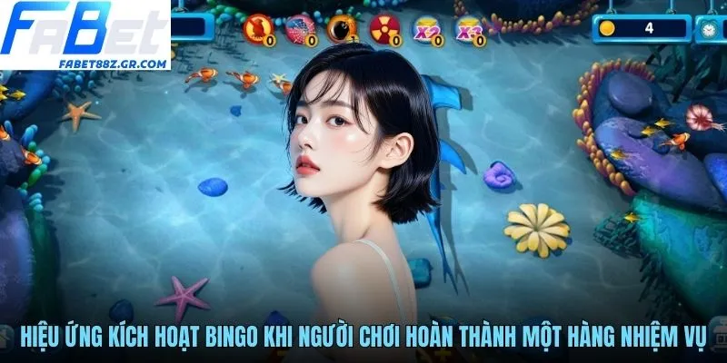 Hiệu ứng kích hoạt Bingo khi người chơi hoàn thành một hàng nhiệm vụ
